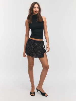 Obrázek produktu Stradivarius Mini Kalhotová Sukně S Pareem A Výšivkou Black