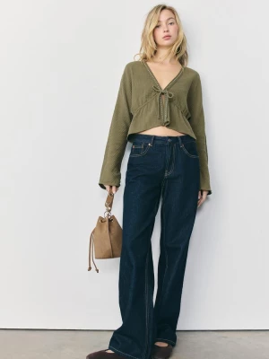 Obrázek produktu Stradivarius Otevřená Košile S Cvočky Khaki