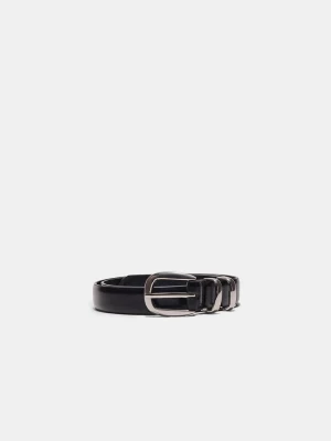 Obrázek produktu Stradivarius Pásek Basic Lesklé Imitace Kůže Black