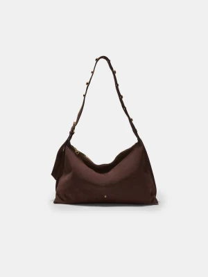 Obrázek produktu Stradivarius Plochá Taška Přes Rameno S Cvočky, 100% Kůže Brown