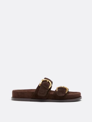 Obrázek produktu Stradivarius Ploché Kožené Sandály S Přezkami Hnědá