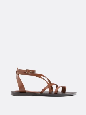 Obrázek produktu Stradivarius Ploché Kožené Sandály S Vázáním Hnědá
