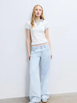 Obrázek produktu Stradivarius Polokošile S Krátkým Rukávem A Dvojitou Látkou White