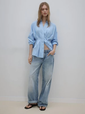 Obrázek produktu Stradivarius Popelínová Košile S Nabíráním Sky Blue