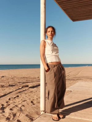 Obrázek produktu Stradivarius Popelínové Kalhoty Se Stopery Khaki