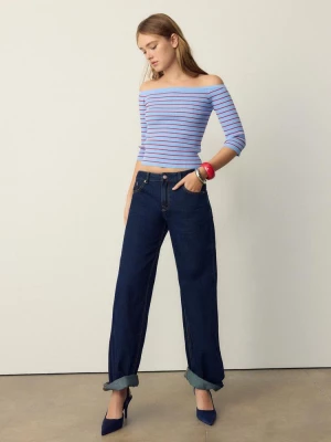 Obrázek produktu Stradivarius Přiléhavý Proužkovaný Úpletový Svetr Royal Blue