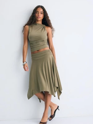 Obrázek produktu Stradivarius Přiléhavý Top S Řasením Olive Green