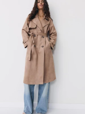 Obrázek produktu Stradivarius Prodloužený Trenčkot Z Imitace Semiše Caramel