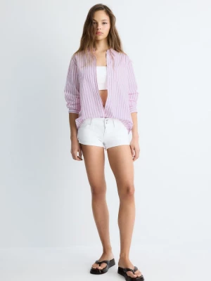 Obrázek produktu Stradivarius Proužkovaná Popelínová Košile Basic S Kapsou Pastel Pink