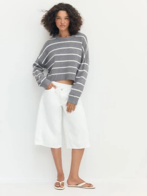 Obrázek produktu Stradivarius Proužkovaný Úpletový Svetr Cropped Dark Grey