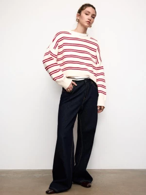 Obrázek produktu Stradivarius Proužkovaný Úpletový Svetr Cropped Red