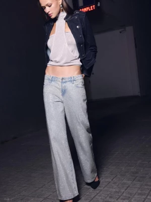 Obrázek produktu Stradivarius Rovné Džíny Low Waist S Leskem One Dilemma Velmi Tmavě Modrá/Odšlichtování