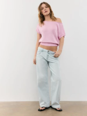Obrázek produktu Stradivarius Rustikální Úpletový Top S Lodičkovým Výstřihem Pastel Pink