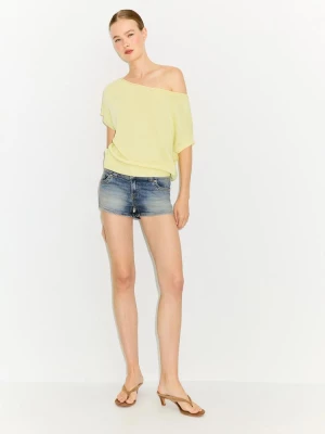Obrázek produktu Stradivarius Rustikální Úpletový Top S Lodičkovým Výstřihem Pastel Yellow