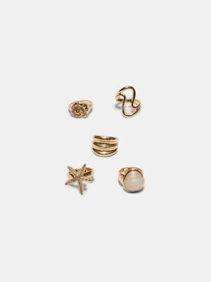 Obrázek produktu Stradivarius Sada 5 Prstenů S Mořskými Motivy Gold