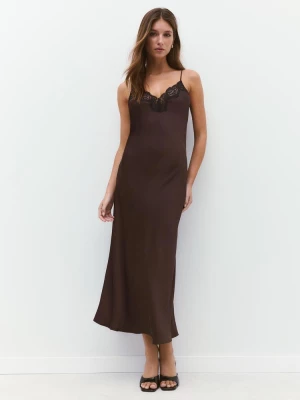 Obrázek produktu Stradivarius Saténové Slip Midi Šaty Brown
