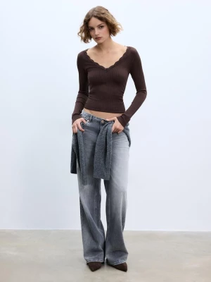 Obrázek produktu Stradivarius Seamless Krajkové Tričko Brown
