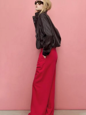 Obrázek produktu Stradivarius Široké Kalhoty S Detaily Přezky Dark Red