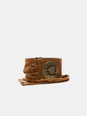 Obrázek produktu Stradivarius Široký Pásek S Růžicí A Třásněmi Pale Camel