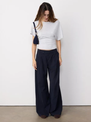 Obrázek produktu Stradivarius Slavnostní Kalhoty Casual Fit S Překříženým Pasem Navy Blue
