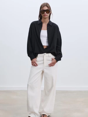 Obrázek produktu Stradivarius Splývavá Košile S Lněným Efektem Black