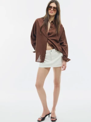 Obrázek produktu Stradivarius Splývavá Košile Efektem Lnu Brown S