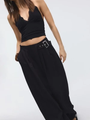 Obrázek produktu Stradivarius Splývavé Kalhoty S Přezkou Black