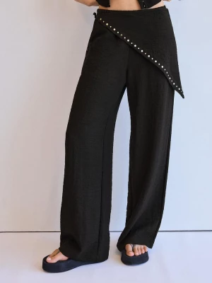 Obrázek produktu Stradivarius Splývavé Kalhoty S Šátkem Black