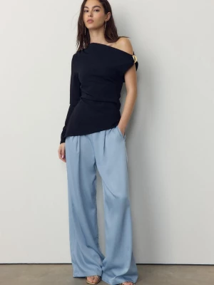 Obrázek produktu Stradivarius Splývavé Kalhoty Se Zmačkaným Efektem A Zavazováním Sky Blue