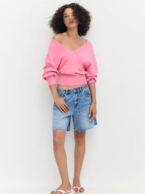 Obrázek produktu Stradivarius Svetr S Výstřihem Do V A Netopýřím Rukávem Pink