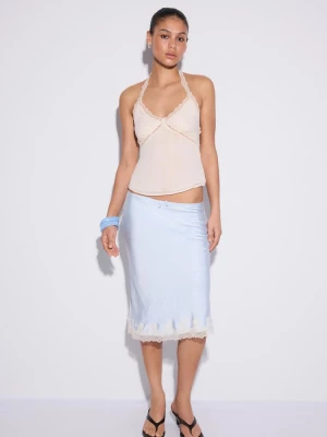 Obrázek produktu Stradivarius Top Halter S Krajkovým Detailem Ecru