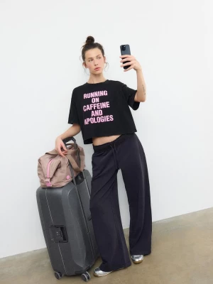 Obrázek produktu Stradivarius Tričko Cropped S Motivem Kávy Black