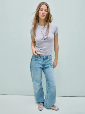 Obrázek produktu Stradivarius Tričko Krátkým Rukávem Potiskem Bugs Bunny Grey Melange S