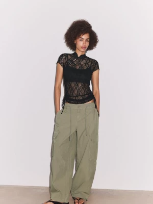 Obrázek produktu Stradivarius Tričko S Krátkým Rukávem Ve Stylu Qipao Black
