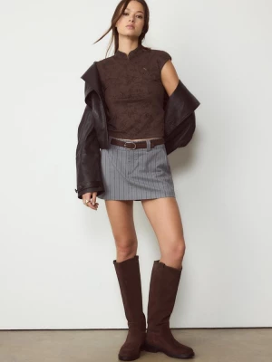 Obrázek produktu Stradivarius Tričko Qipao Se Semišovým Efektem Brown