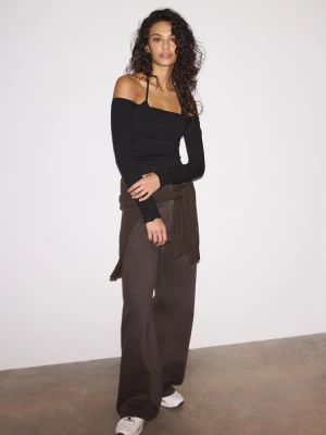 Obrázek produktu Stradivarius Tričko S Dlouhým Rukávem A Halter Výstřihem Black