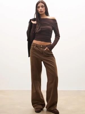 Obrázek produktu Stradivarius Tričko S Dlouhým Rukávem S Nabíráním Brown