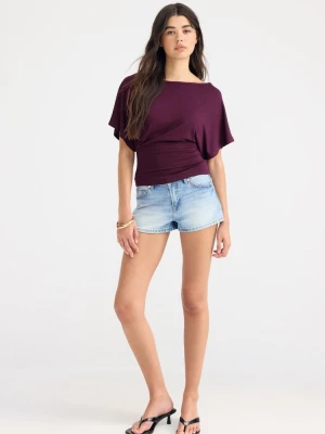 Obrázek produktu Stradivarius Tričko S Lodičkovým Výstřihem A Krátkým Rukávem Purple