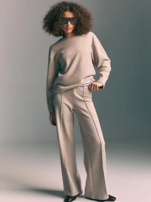 Obrázek produktu Stradivarius Úpletové Kalhoty Detailem Prošitého Švu Beige Melange S