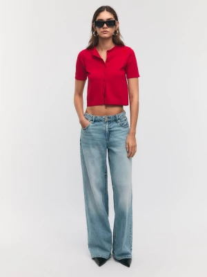 Obrázek produktu Stradivarius Úpletový Kardigan S Knoflíky A Stojáčkem Red