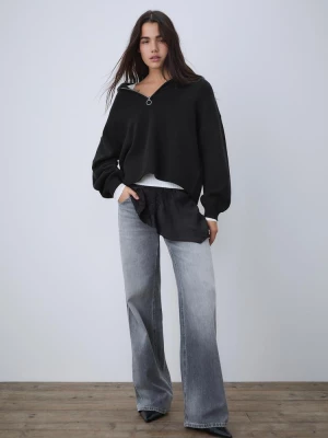 Obrázek produktu Stradivarius Úpletový Svetr Na Zip Black