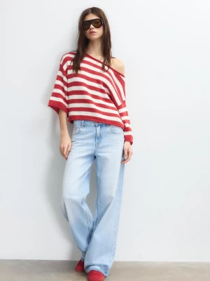 Obrázek produktu Stradivarius Úpletový Svetr S Lodičkovým Výstřihem Red