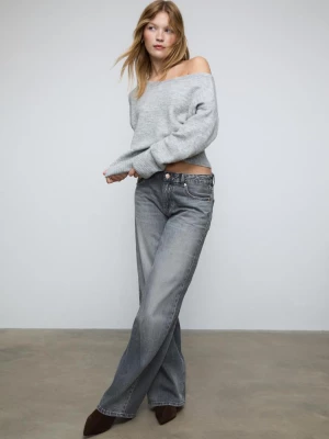 Obrázek produktu Stradivarius Úpletový Svetr Soft Touch Lodičkovým Výstřihem Grey Melange S