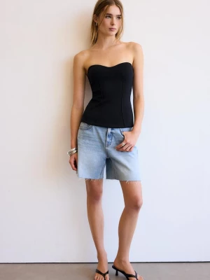 Obrázek produktu Stradivarius Vypasovaný Bandeau Top Se Srdíčkovým Výstřihem Black