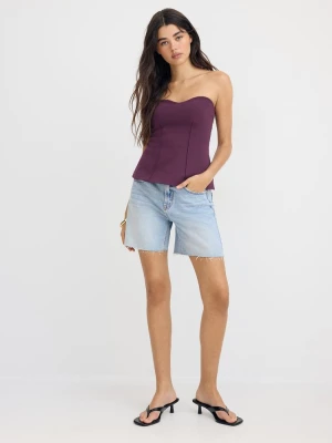 Obrázek produktu Stradivarius Vypasovaný Bandeau Top Se Srdíčkovým Výstřihem Purple