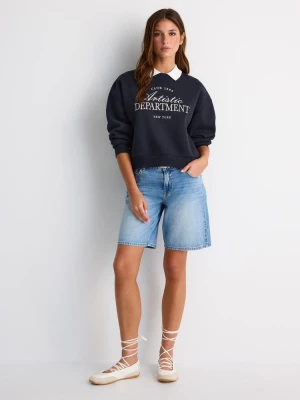 Obrázek produktu Stradivarius Vyšívaná Mikina Polo Límečkem Dark Blue S