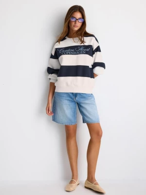 Obrázek produktu Stradivarius Vyšívaná Pruhovaná Mikina Navy Blue