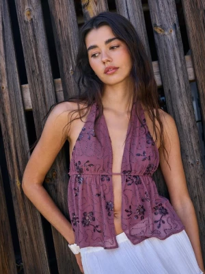 Obrázek produktu Stradivarius Vyšívaný Top Halter S Flitry Purple