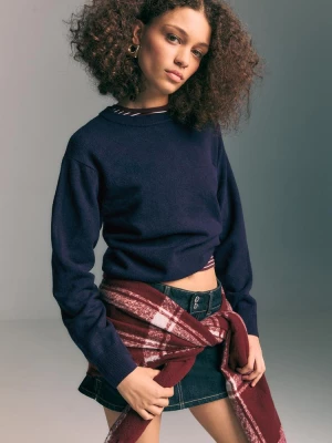Obrázek produktu Stradivarius Základní Svetr Z Jemného Úpletu Navy Blue