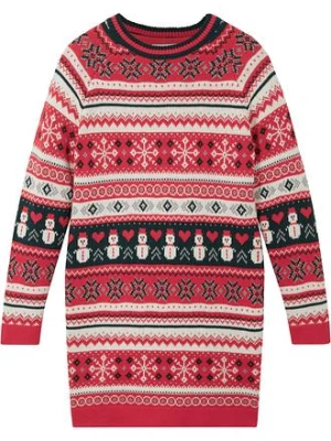 Obrázek produktu Sukienka dzianinowa dziewczęca w zimowy deseń bonprix